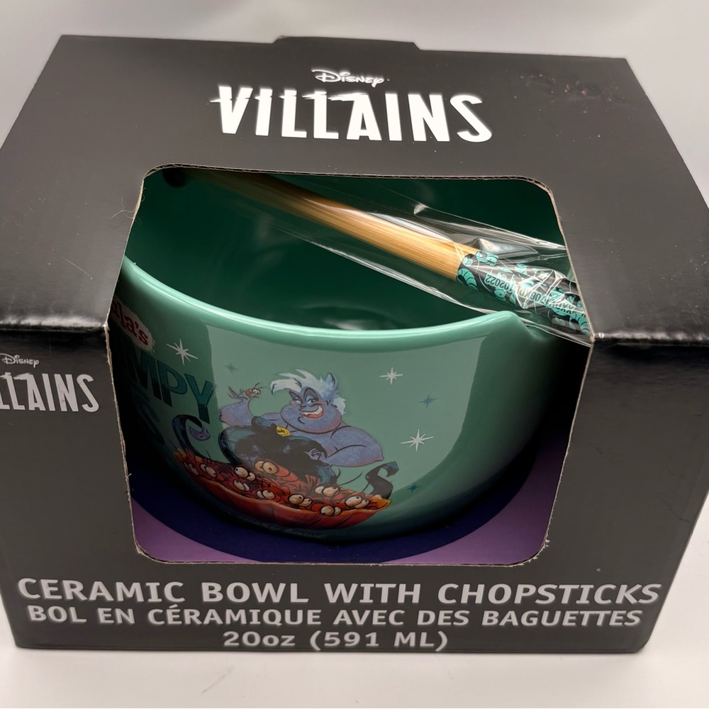 Disney Villains Ursula Ceramic Bowl & Chopsticks - Teal Green